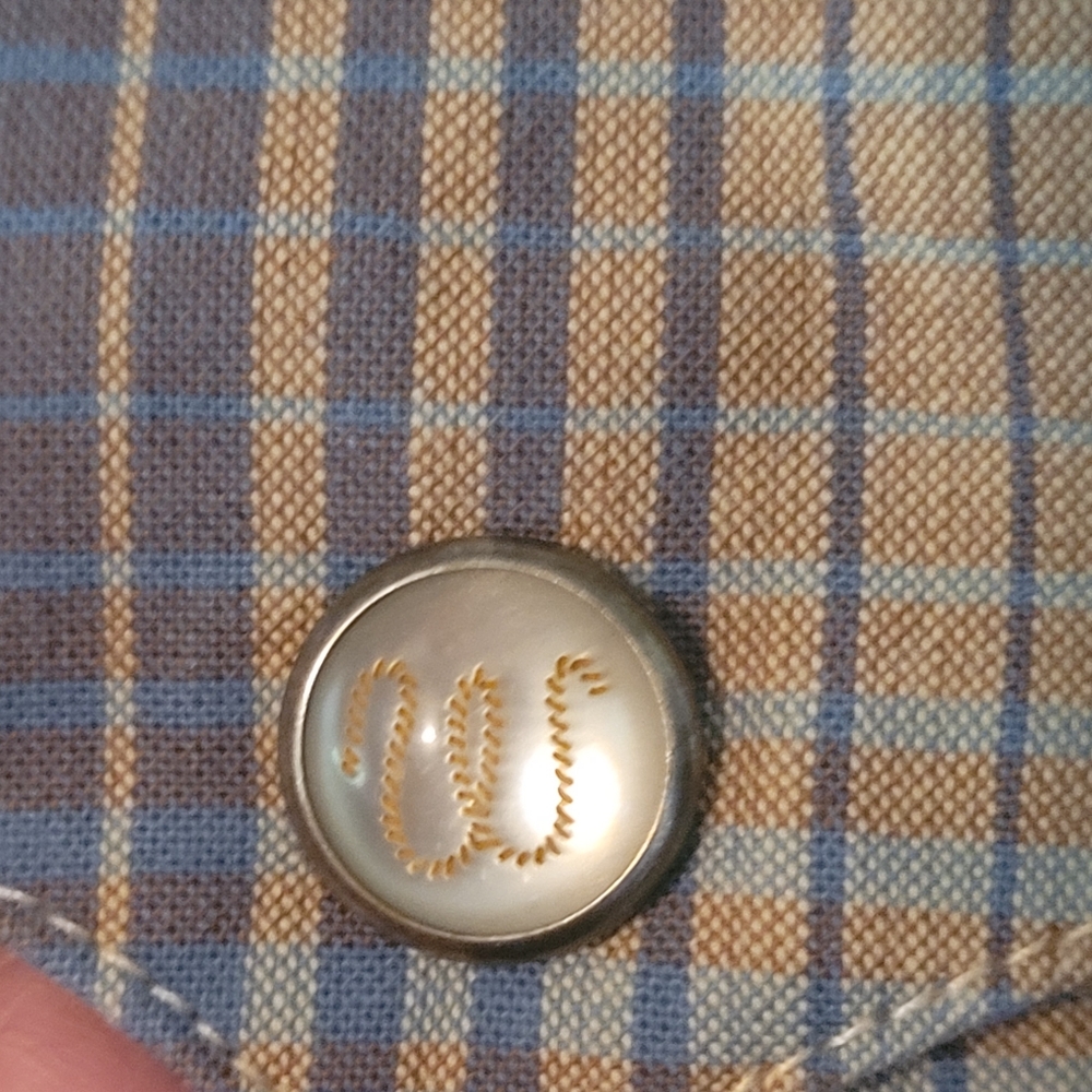 Wrangler vintage mens plaid western cowboy snap down shirt - XL.         L50 - Picture 6 of 9